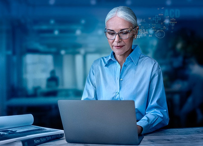 woman working laptop